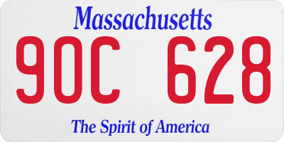 MA license plate 9OC628