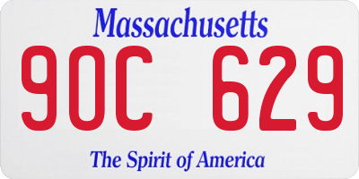 MA license plate 9OC629