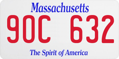 MA license plate 9OC632