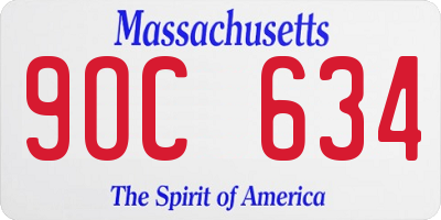 MA license plate 9OC634