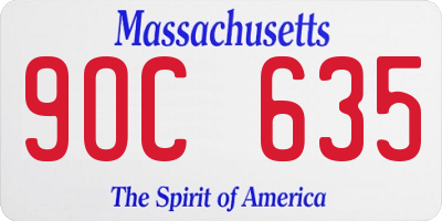 MA license plate 9OC635