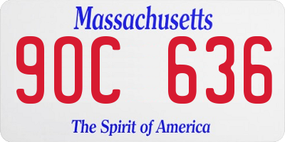 MA license plate 9OC636
