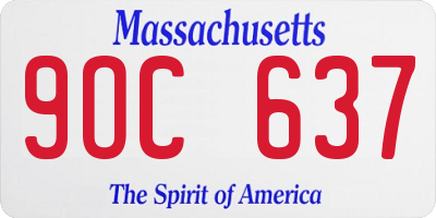 MA license plate 9OC637