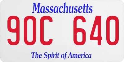 MA license plate 9OC640