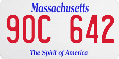 MA license plate 9OC642