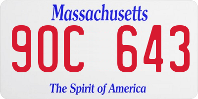 MA license plate 9OC643