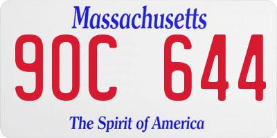 MA license plate 9OC644