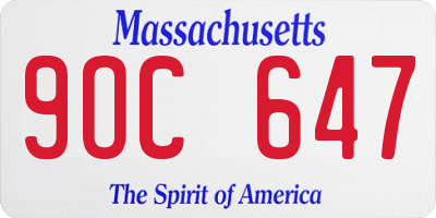 MA license plate 9OC647