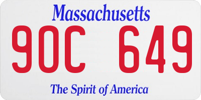 MA license plate 9OC649