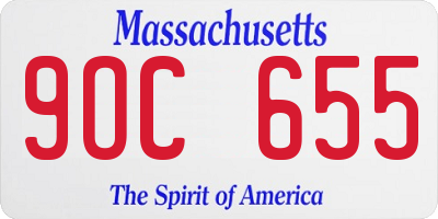 MA license plate 9OC655