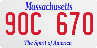 MA license plate 9OC670