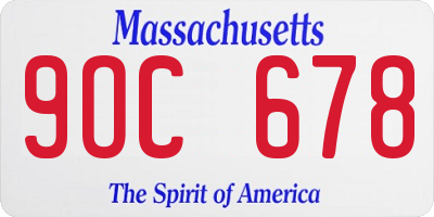 MA license plate 9OC678