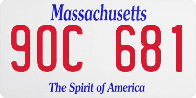 MA license plate 9OC681