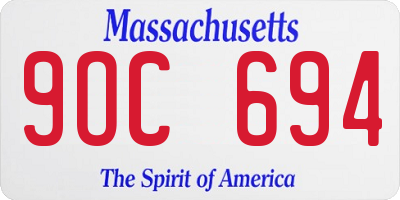 MA license plate 9OC694