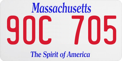 MA license plate 9OC705