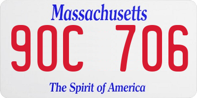 MA license plate 9OC706