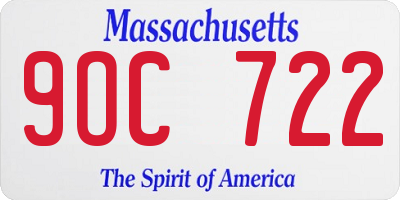 MA license plate 9OC722