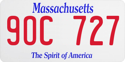 MA license plate 9OC727