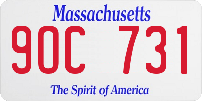 MA license plate 9OC731