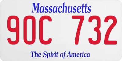 MA license plate 9OC732
