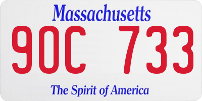 MA license plate 9OC733