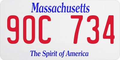 MA license plate 9OC734