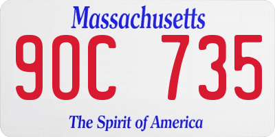 MA license plate 9OC735