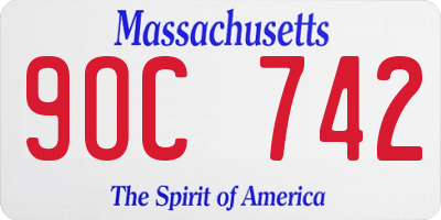 MA license plate 9OC742