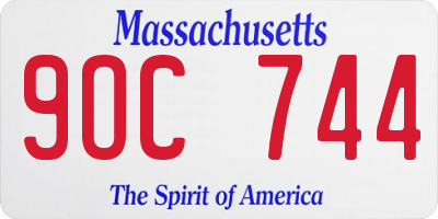 MA license plate 9OC744
