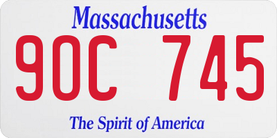 MA license plate 9OC745
