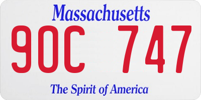 MA license plate 9OC747