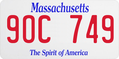 MA license plate 9OC749