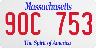 MA license plate 9OC753