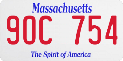 MA license plate 9OC754