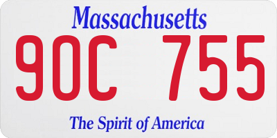 MA license plate 9OC755
