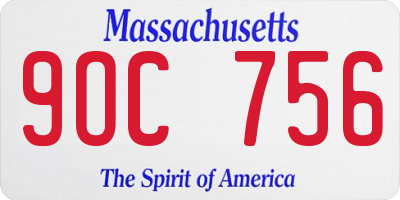 MA license plate 9OC756