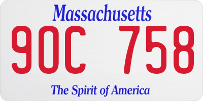 MA license plate 9OC758