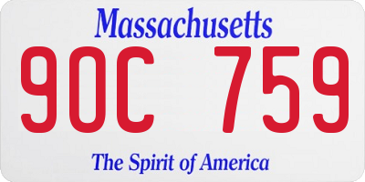 MA license plate 9OC759