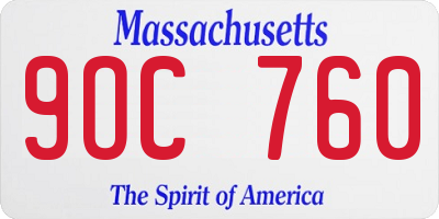 MA license plate 9OC760
