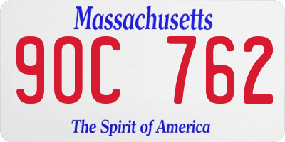 MA license plate 9OC762