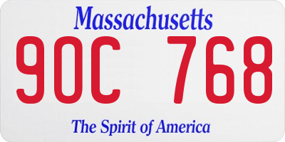 MA license plate 9OC768