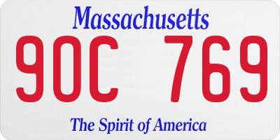MA license plate 9OC769