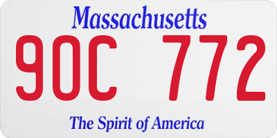 MA license plate 9OC772
