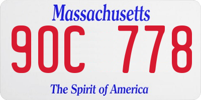MA license plate 9OC778