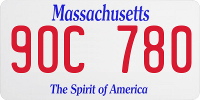 MA license plate 9OC780