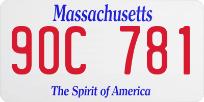 MA license plate 9OC781