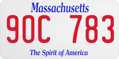 MA license plate 9OC783