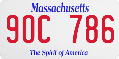 MA license plate 9OC786