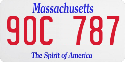 MA license plate 9OC787