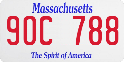MA license plate 9OC788